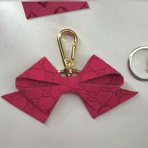 Dainty pink Bow Keychain Charm (optional hardware color)